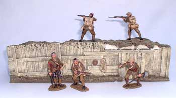 JG Miniatures - M08 - WW1 trench section back (1914-1918 tranchée arrière) - diorama with King and Country soldiers