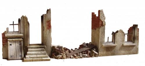 JG Miniatures - M38 - Ruined walls with rubble (3 piece set )