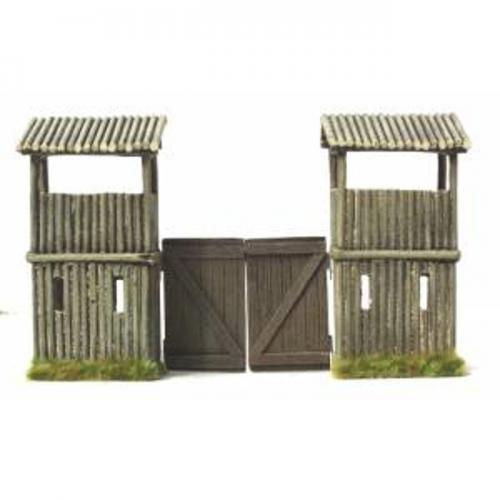 JG Miniatures - M44 b - American log fort gates with watch towers