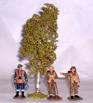 JG Miniatures - S09a - Medium Birch (bouleau) avec figurines King and Country au 1-30ème