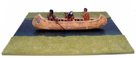 JG Miniatures - S10 - River Section (straight) - diorama with new Lineol indians on canoe