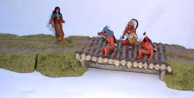 JG Miniatures - S13 - Log bridgeset - diorama with new Lineol and Rylit Indians