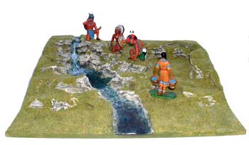 JG Miniatures - S18 Waterfall - diorama with new Lineol and Rylit Indians