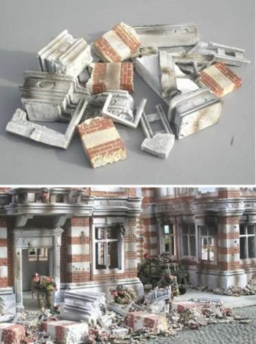 JG Miniatures -  AHFM - A pack of fallen masonary blocks to use with the Arnhem house sections