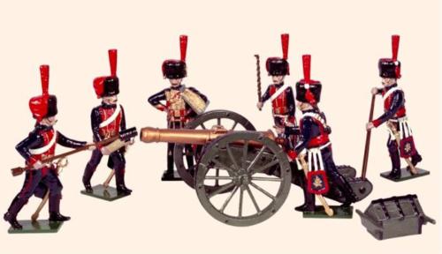 Tradition of London - N3A - French Horse Artillery Painted (An Officer and five Gunners in action with field gun) - EN STOCK