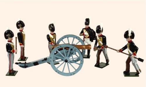 Tradition of London - set N° B2A -  The Royal Troops of the Artillery (An Officer, five Gunners and a 9 pdr. gun, 1815), Painted - EN STOCK