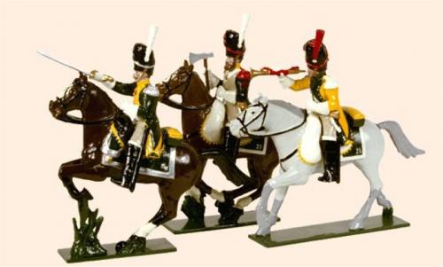 Tradition of London - set N° 713 - French Line Dragoons Elite Company 1812, Painted (An officer, sapeur and Trumpeter) - EN STOCK