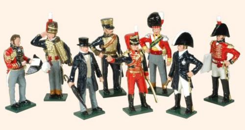 Tradition of London - set N° 752 - Wellington At Waterloo (Wellington, General Uxbridge, General Picton, General of Infantry, Lord Combermere, Colonel Brigadier of Highlanders, Hussar Officer, Staff Officer), Painted - disponible sur commande