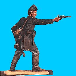 U32 - Officer defending - Revolver at ready, firing revolver (2 arms supplied). 54mm Union infantry (unpainted kit) - EN STOCK