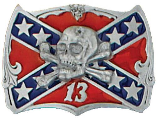 Boucle de ceinture - Belt Buckle G-548 Skull on Confederate Flag - EN STOCK