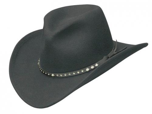 Chapeau cowboy - Black Pinch Fr Wool Hat with silver diamond Conchos - EN STOCK