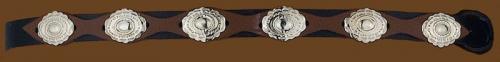 Hatbands OC-200 Black and Brown Hatband with Silver oval Conchos adjustable - en rupture de stock