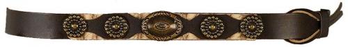 Hatbands OC-933 Brown Hatband Antique Bronze Conchos - en rupture de stock