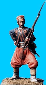 Z11 - 5th NY zouave reaching for cartridge. 54mm Union zouaves (unpainted kit) - EN STOCK