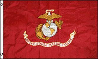 Marines Double sided emb (This beautiful double-sided flag is made out of 100 Nylon with embroidery on both sides, and has two brass grommets for easy hanging). Qualité supérieure - brodé double face - EN STOCK