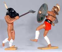 Roman Gladiator Vs the bull - figurine avec tête de taureau EN STOCK (peint)